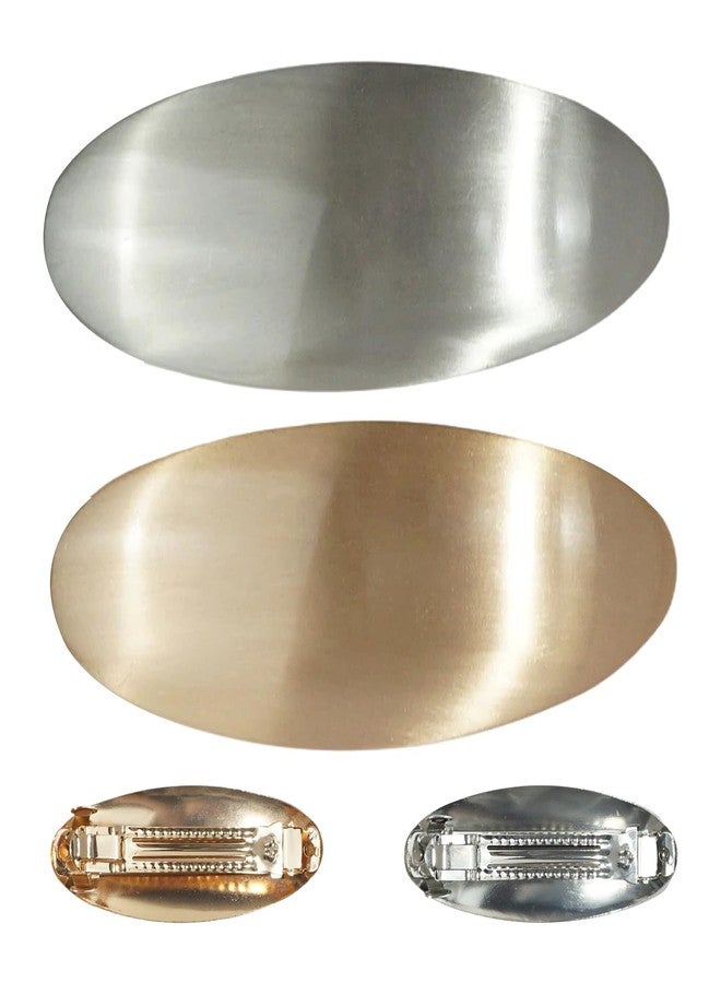 Nextpal 2pcs French Barrette Hair Clips, Oval Metal Clips for Women with Non-Slip Grip, Vintage Gold and Silver Barrettes for Long Thick Hair, Formal Wedding Prom Evening Accessories 3 Inch - Image 1